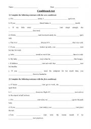 English Worksheet: Conditionals test