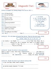 7th FORM DIAGNOSTIC TEST (WITH ANSWERS)