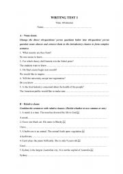 English Worksheet: Writing Test