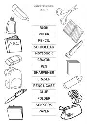 School Objects -Matching activity. 