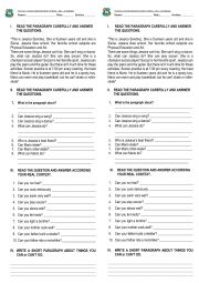 English Worksheet: MODAL CAN / CAN�T