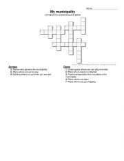 English Worksheet: crossword my municipality