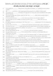 B1+-B2 Adverbs and adverbial phrases of time and frequency still, yet, already, any more, any longer, no longer.