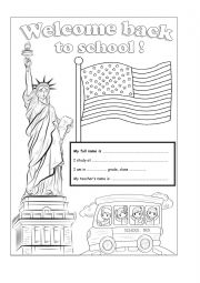 English Worksheet: Welcome back to school cover