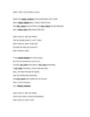 English Worksheet: Song: `Dont give up