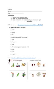English Worksheet: Listening exercise 