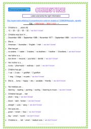 English Worksheet: Oral comprehension - personal presentation