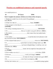 English Worksheet: practice on conditional sentences and reported speech