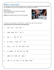 English Worksheet: CAN-COULD FOR OFFERS. 