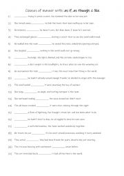 English Worksheet: B1+-C1 Clauses of manner with: as if, as though & like.