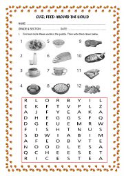 English Worksheet: FOOD AROUND THE WORLD