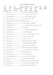 English Worksheet: A2-B1 Too & enough practise