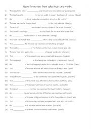 English Worksheet: A2-B1 Noun formation from adjectives and verbs -  2