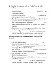 English Worksheet: Passive voice