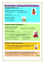 English Worksheet: Rules for Present Perfect Continuous and Present Perfect Simple