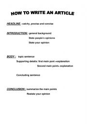 English Worksheet: article steps 