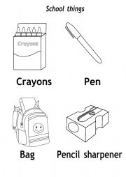 English Worksheet: School things