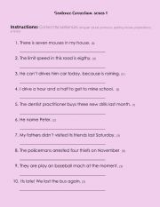 English Worksheet: Sentences Correction Series 1