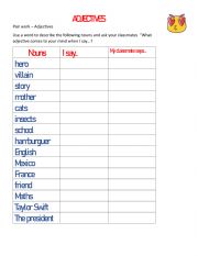 English Worksheet: Pair Work: Use adjectives
