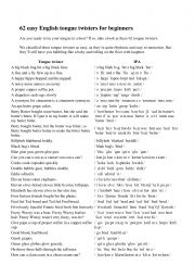 English worksheet: tongue twisterz