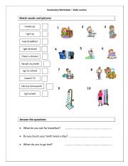 English Worksheet: daily routine