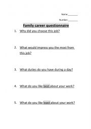 English Worksheet: Family career question