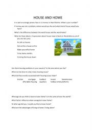 English Worksheet: House and home C1 speaking