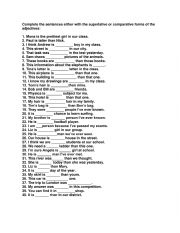 English Worksheet: Comparatives vs Superlatives 