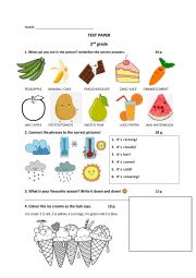 Weather, sweets and veggies test