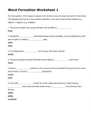 English Worksheet: Word formation