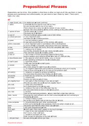 English Worksheet: Prepositional Phrases