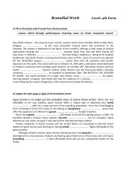 English Worksheet: Remedial work 4th Form