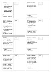 English Worksheet: Trivial poursuit questions niveau lyce 