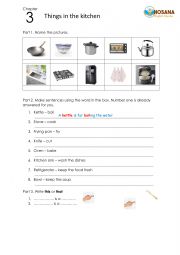 English Worksheet: things in the kitchen