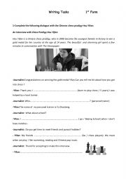 English Worksheet: Writing Tasks: 1th form