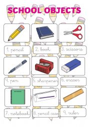 English Worksheet: School Objects 