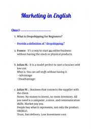 English Worksheet: Marketing in English