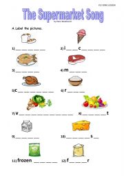 English Worksheet: The Supermarket Song