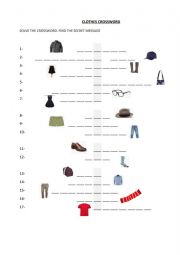 English Worksheet: Clothes Crossword