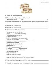 English Worksheet: Snow White and the Seven Dwarfs 1937 Disney movie