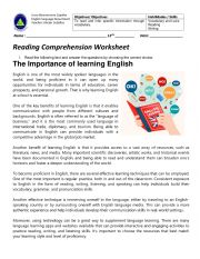 Reading - The importance of learning English