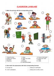 English Worksheet: Classroom Language