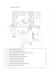 English Worksheet: READ DRAW AND COLOUR