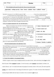 English Worksheet: REVIEW 4th  FORM