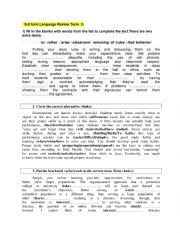 English Worksheet: 3form language review term3