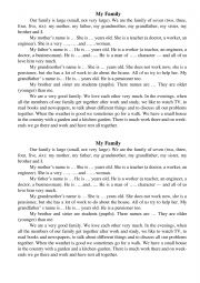 English Worksheet: My family