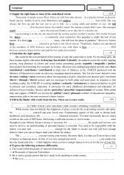 English Worksheet: language mid-term test two