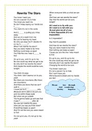 English Worksheet: Listening �Rewrite the Stars�