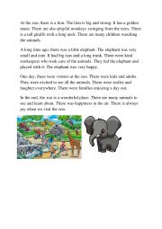 English Worksheet: At the zoo_present simple, past simple