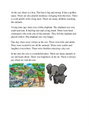 English Worksheet: At the zoo_present simple, past simple